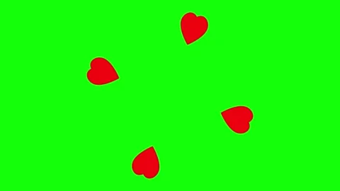 3D render of rotating romantic symbols on green screen background for chroma Stock Footage 336179997