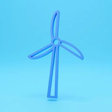 3d render of Rotating windmill linear icon. Thin line illustration. Wind eco  Illustrazione stock