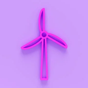 3d render of Rotating windmill linear icon. Thin line illustration. Wind eco  Stock Illustration