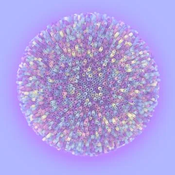 3d render round shape with randomly arranged multi colored stalks on the surface Stock Illustration