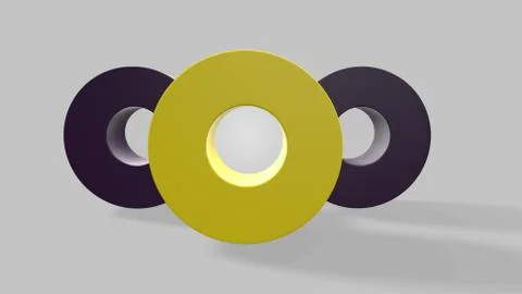 3d render round shape side view on white background 库存插图