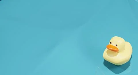 3d render. A rubber duckling in the water . 3d illustration Stock Illustration