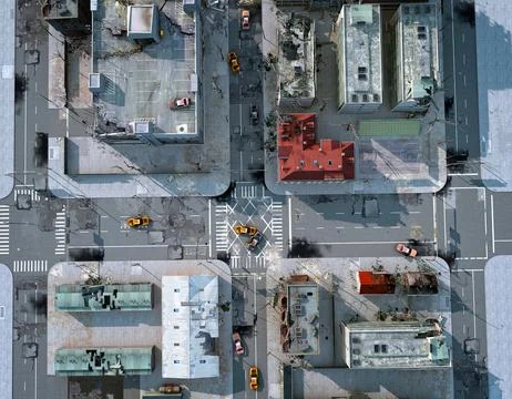 3d render ruined city after war Stock Illustration
