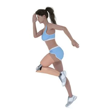3D Render : a running woman with prosthesis leg , isolated Illustrazione stock