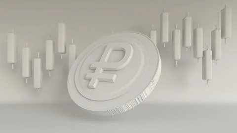3D Render Russian ruble coin. Future business world of economy because conf.. Stock-Illustration