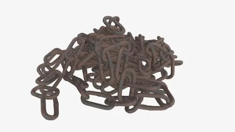 3d render Rusty Chain links isolated on white background Stock Illustration