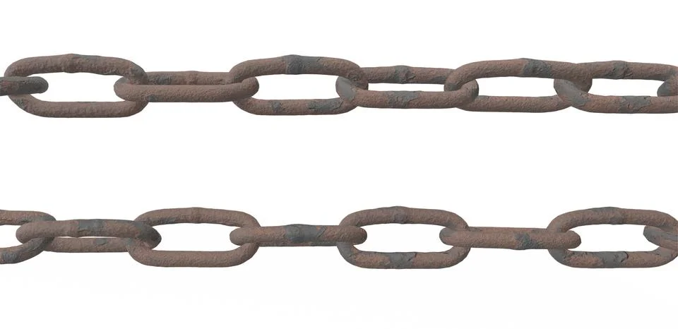 3d render Rusty Chain links isolated on white background Stock Illustration