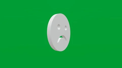 3D render of sad emoji icon on chroma key green screen background Stock Footage 335459443