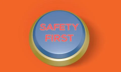 3d render Safety First text button Stock Illustration