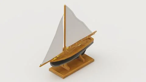 3D render of a sailboat prototype model isolated on a white background Stock Illustration
