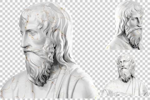 3D render of a saint statue with stone texture and gold accents. Great for re Stock Illustration