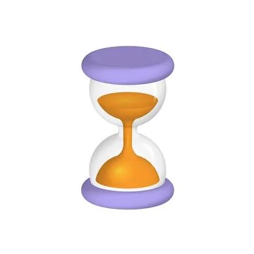 3D render Sand Clock, Time icon symbol. Lilac hourglass isolated on white Stock Illustration