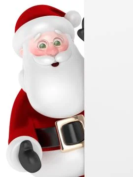3d render of Santa Claus with billboard Illustrazione stock