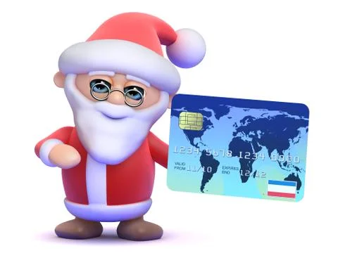 3d render of Santa Claus holding a debit card Stockillustratie