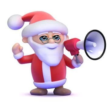 3d render of Santa Claus holding a megaphone Stockillustratie