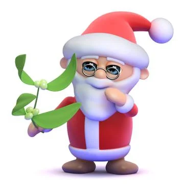 3d render of Santa Claus holding some mistletoe Stock Illustration