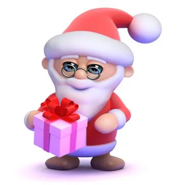 3d render of Santa Claus holding a Christmas present Stock Illustration