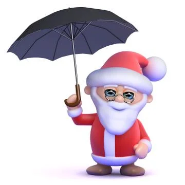 3d render of Santa Claus holding an umbrella Stock Illustration