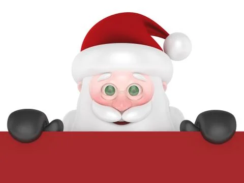 3d render of Santa Claus holding billboard Stock Illustration