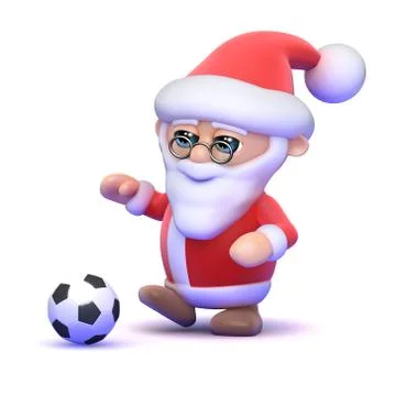 3d render of Santa Claus kicks a soccer ball Stock Illustration