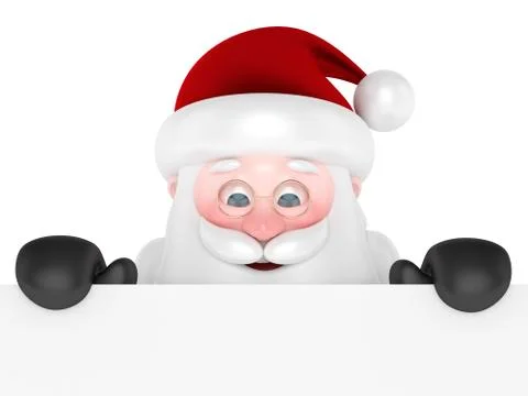 3d render of Santa Claus looking at billboard Stock Illustration