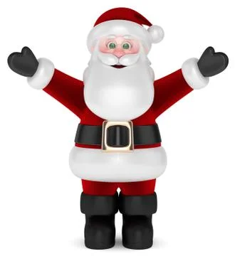 3d render of Santa Claus with open arms over white Stock Illustration
