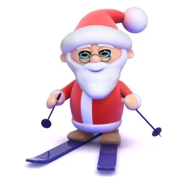 3d render of Santa Claus on a pair of skis Stock Illustration