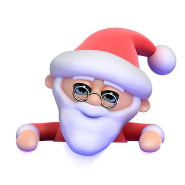 3d render of Santa Claus peeping over the top Stockillustratie