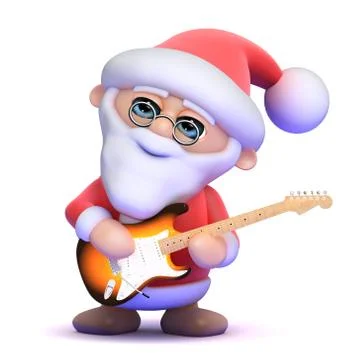 3d render of Santa Claus playing an electric guitar Stock Illustration