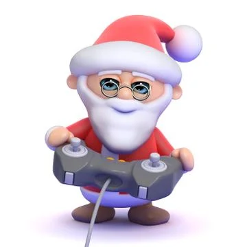3d render of Santa Claus playing a videogame Stockillustratie