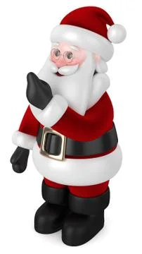 3d render of Santa Claus pointing at something over white Stock Illustration