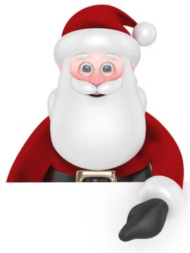 3d render of Santa Claus pointing on billboard Illustrazione stock