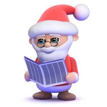 3d render of Santa Claus reading a newspaper Stockillustratie