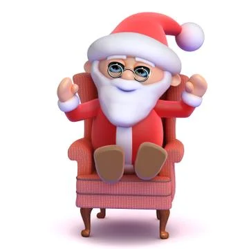 3d render of Santa Claus sitting in a chair Stockillustratie