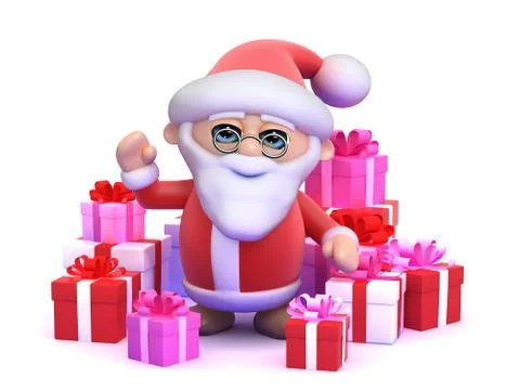 3d render of Santa Claus surrounded by Christmas presents Stockillustratie