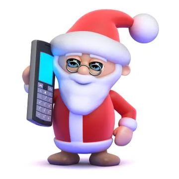 3d render of Santa Claus using a mobile phone Stock Illustration