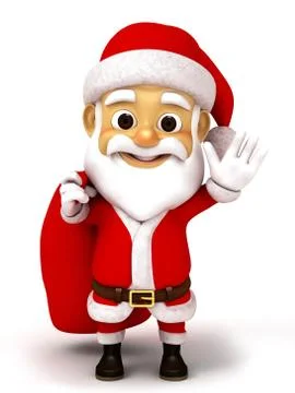 3d render Santa with huge sack of gifts Stock Illustration