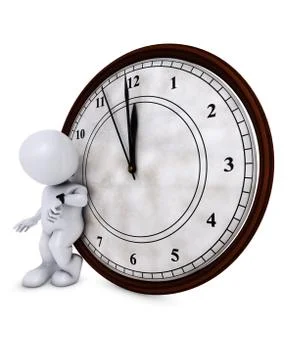 3D Render of Santa Morph Man with clock before midnight Stock Illustration