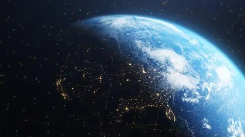 3D Render of satellite network over planet Earth Foto stock