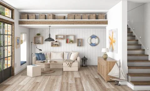 3d render - scandinavian flat Stock Illustration