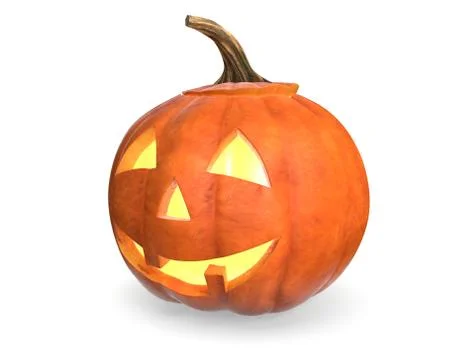 3D render of Scary Halloween Pumpkin Head isolated on white. Stock Illustration