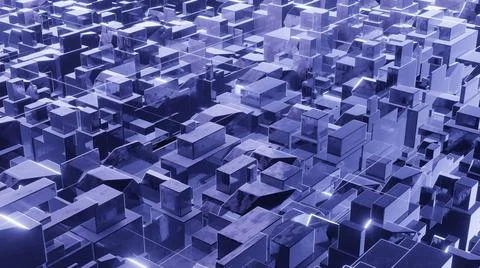 3d render, sci-fi background from cubes. Stock Illustration