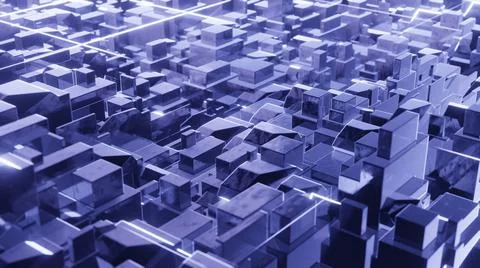 3d render, sci-fi background from cubes. Stock Illustration