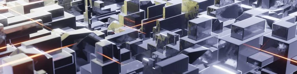 3d render, sci-fi background from cubes. Stock Illustration