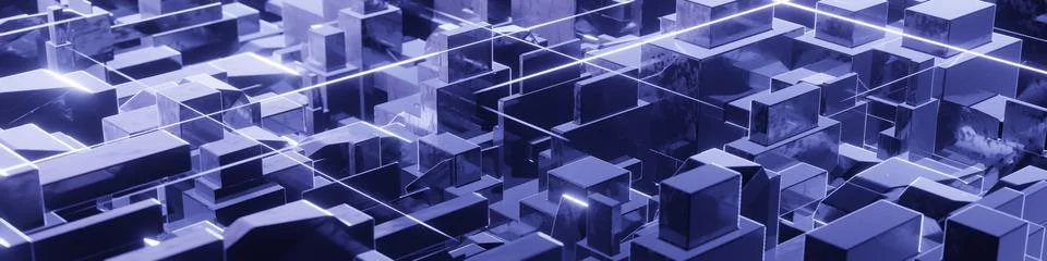 3d render, sci-fi background from cubes. Stock Illustration