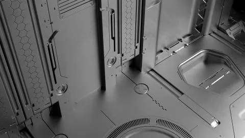 3d render sci-fi high detailed surfaces. Future background with complex forms Stock Illustration