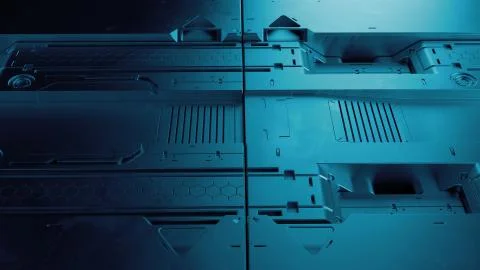 3d render sci-fi high detailed surfaces. Future background with complex forms Stock Illustration