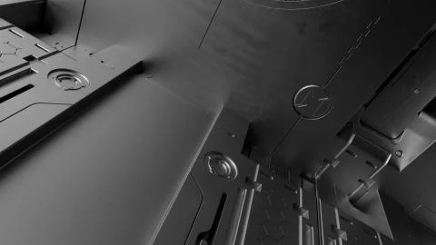 3d render sci-fi high detailed surfaces. Future background with complex forms Stock Illustration