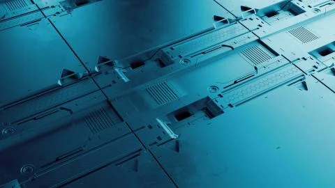 3d render sci-fi high detailed surfaces. Future background with complex forms Stock Illustration