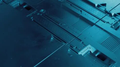 3d render sci-fi high detailed surfaces. Future background with complex forms Stock Illustration